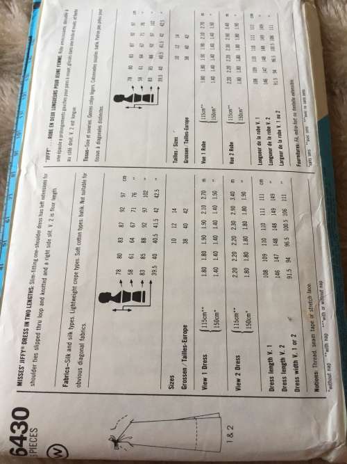 PATTERN SIMPLICITY 6430 (VINTAGE, CUT ON 10) - DRESSES (SIZE 10)