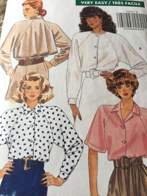 PATTERN BUTTERICK 3029 (COMPLETE, CUT ON 10) - PRETTY SHIRTS (SIZE 6-8-10)