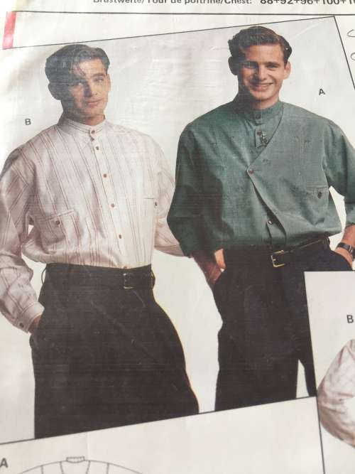 PATTERN BURDA 5605 (COMPLETE, CUT ON 54/56) - MEN`S SHIRTS (SIZE 44-56) BIG SIZE