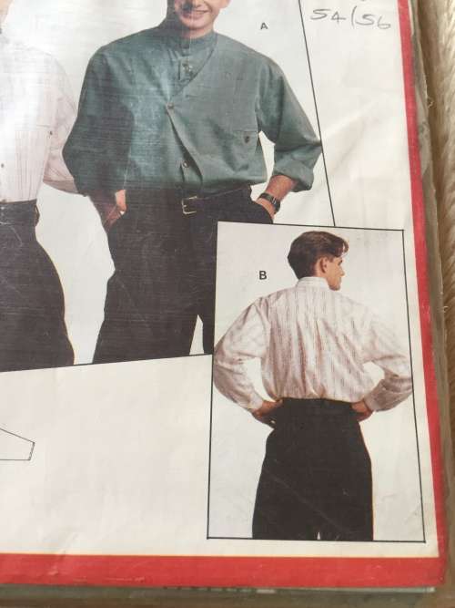 PATTERN BURDA 5605 (COMPLETE, CUT ON 54/56) - MEN`S SHIRTS (SIZE 44-56) BIG SIZE