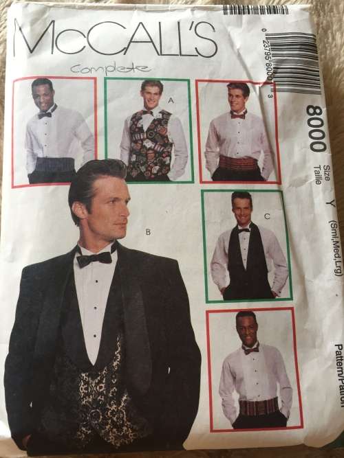 PATTERN MCCALL`S 8000 (COMPLETE) - MEN`S VEST, BOW TIE & CUMMERBAND (SIZE S-M-L)