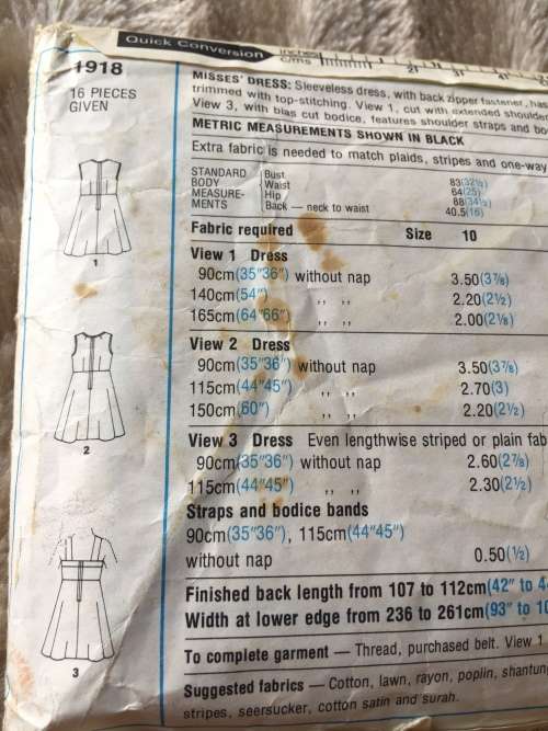 PATTERN STYLE 1918 (VERY VINTAGE, COMPLETE) - DRESSES (SIZE 10)