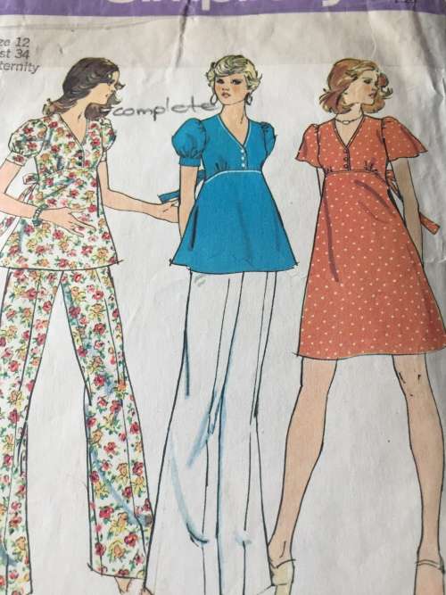 PATTERN SIMPLICITY 6362 (COMPLETE) - MATERNITY SHORT DRESS,TOP,PANTS (SIZE 12)