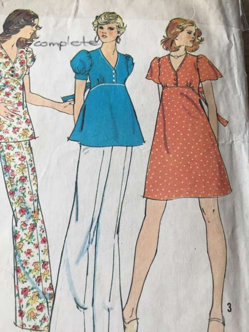 PATTERN SIMPLICITY 6362 (COMPLETE) - MATERNITY SHORT DRESS,TOP,PANTS (SIZE 12)