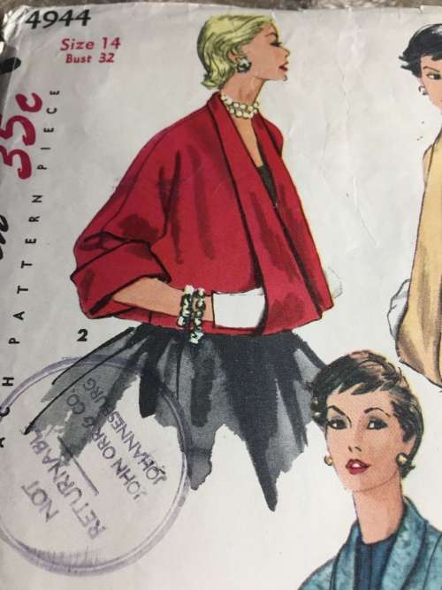 PATTERN SIMPLICITY 4944 (VERY VINTAGE, TIDY PATTERNS) - SETS OF JACKETS (SIZE 14)
