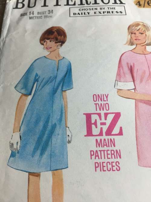 PATTERN BUTTERICK 3992 (VERY VINTAGE, TIDY PATTERNS) - ONE PIECE DRESS (SIZE 14)