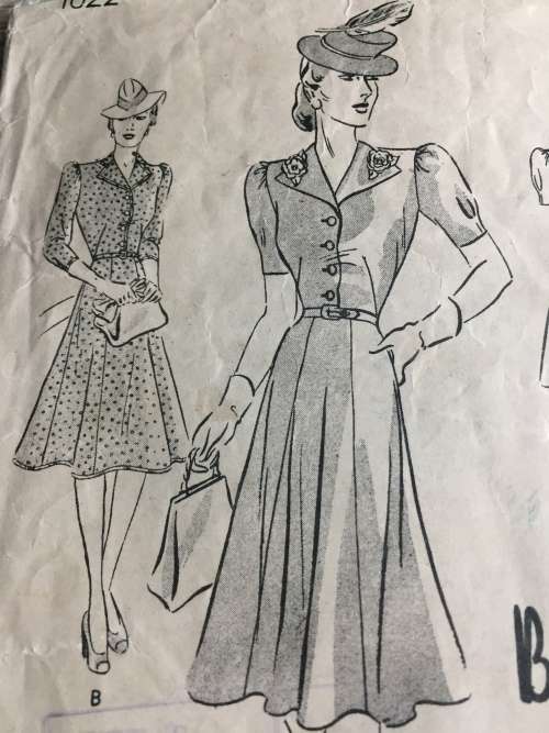 PATTERN BUTTERICK 1022 (VERY VINTAGE, TIDY PATTERNS) - FROCK (SIZE 14)