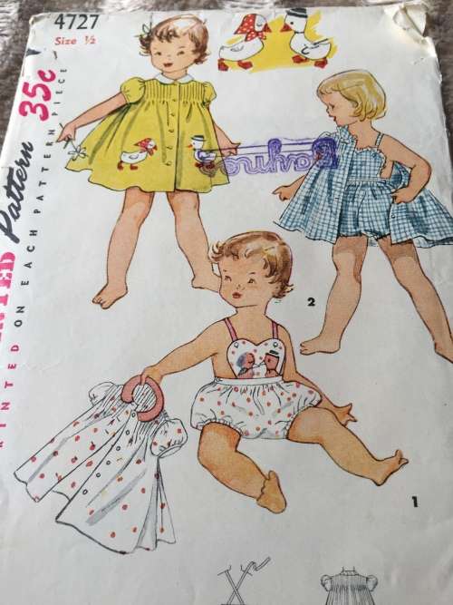 PATTERN SIMPLICITY 4727 (NEAT & TIDY PATTERN) - TODDLERS` ROMPER SUNSUIT,DRESS (SIZE HALF YRS)