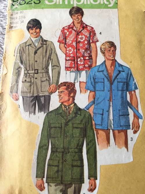 PATTERN SIMPLICITY 8823 (VINTAGE,TIDY PATTERN) - TEENBOYS` & MEN`S SHIRT (SIZE 40)