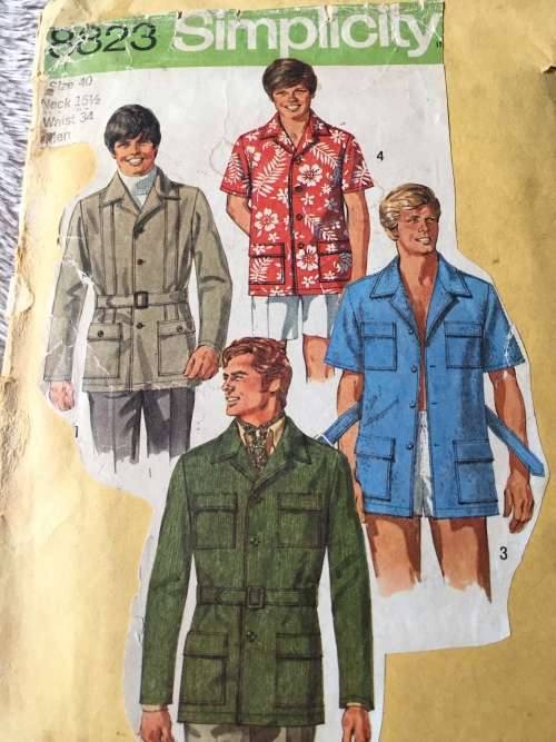 PATTERN SIMPLICITY 8823 (VINTAGE,TIDY PATTERN) - TEENBOYS` & MEN`S SHIRT (SIZE 40)