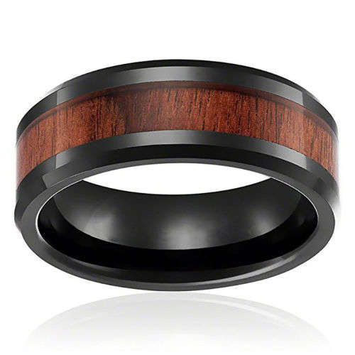 8mm Band Ring Tungsten Wood (Free Shipping)(size 10)