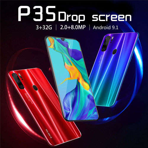 P35 Smartphone 6.3 inch Android 9.1 Dual SIM 4G+64G Mobile Phone Facial Unlocked