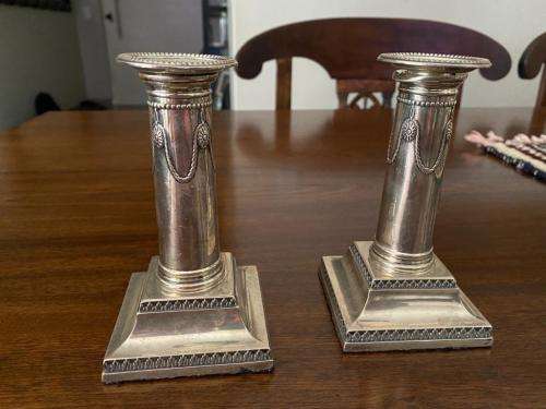 Pair Georgian Sterling Silver Candle Stick Holders