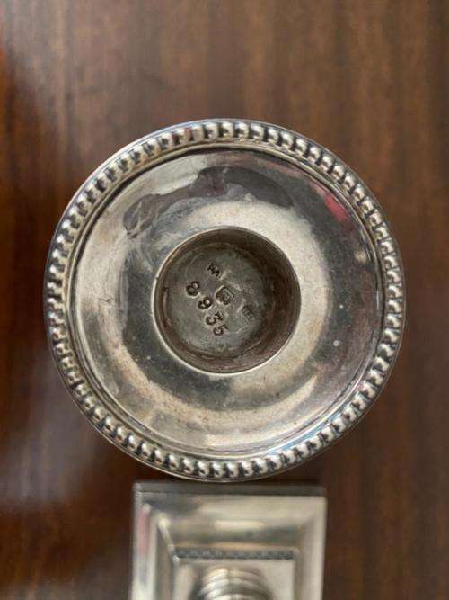 Pair Georgian Sterling Silver Candle Stick Holders