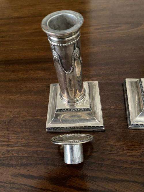 Pair Georgian Sterling Silver Candle Stick Holders