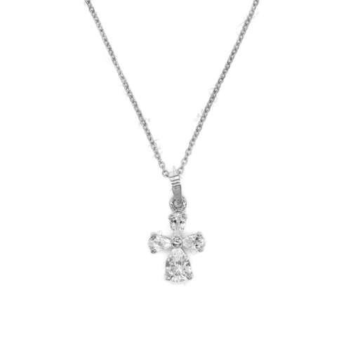 Sterling Silver CZ Cross and Necklace