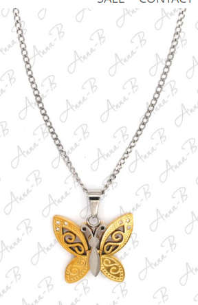 Just Stunning Silver 925 engraved butterfly pendant and chain