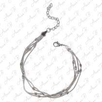 Just Stunning Silver 925  3 starnd snake chain with stoppers bracelet