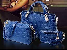 **LAST FEW**Elegant Faux Crocodile leather bags (set of 3) in Navy Blue- Step out in Style!