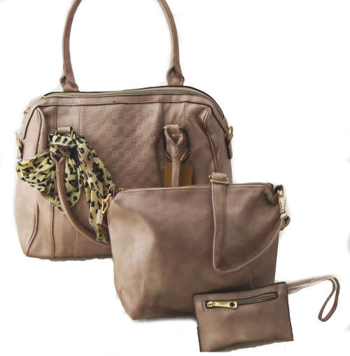 **NEW ARRIVAL** Luxury Ladies designer style 3 piece bag set in dusky pink/taupe-Made to Wow!