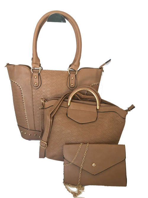 **NEW ARRIVAL** Luxury Ladies designer style 3 piece bag set in Tan-Made to Wow!