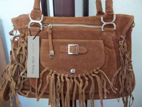 #LAST ONE#NEW *ALDO ROSSY*BAGS From ITALY-suede leather bag TAN-HIGH QUALITY, GREAT DESIGN