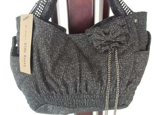 LATE ENTRY* *ALDO ROSSY* DESIGNER BAGS From ITALY-SHIMMER DENIM LOOK,BLACK,HIGH QUALITY,GREAT DESIGN