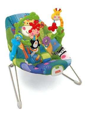 Fisher price Rain forest baby Bouncer- Stimulates baby's senses.