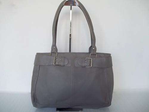 New Arrivals*Only one*Stunning Large REAL LEATHER HAND BAG  in Grey with buckle detail- Great buy!