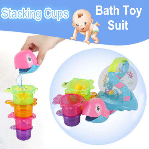 Bath dolphin, stacking cups and spinning wheel BATH TOY For kids! Make Bath time Fun Time:)