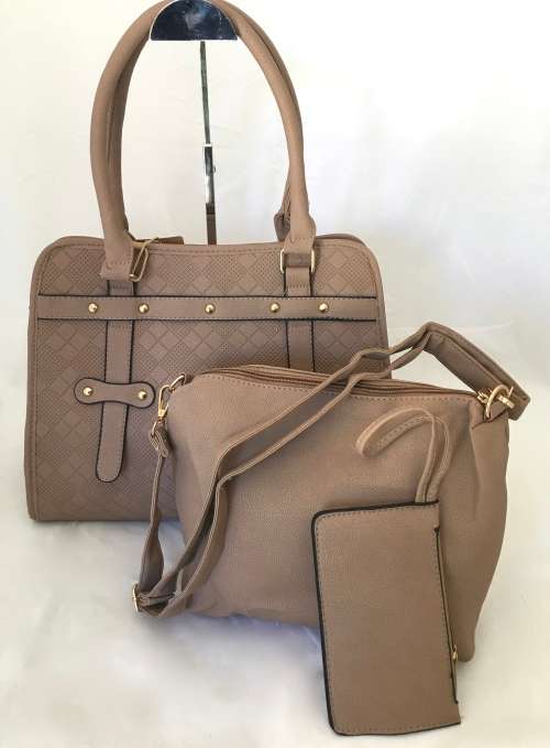 **NEW ARRIVAL** Luxury Ladies designer style 3 piece bag set in Taupe-Made to Wow!