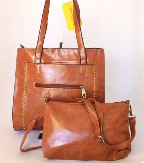 **NEW ARRIVAL** Luxury Ladies designer style 2 piece leather bag set in Tan-Made to Wow!