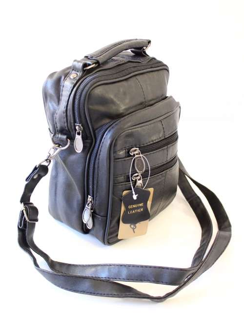 Genuine leather Shoulder/Messanger Bag in Black- Enough room for all essentials!