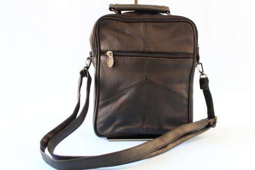 Unisex Genuine Leather shoulder bag- Enough room for all essentials! Black