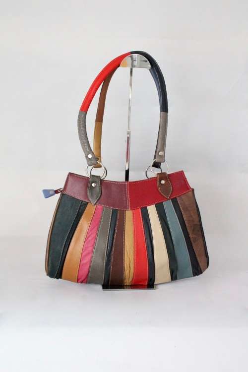 Ladies Multi Colour  Real Leather Hand bag- Enough room for all essentials!