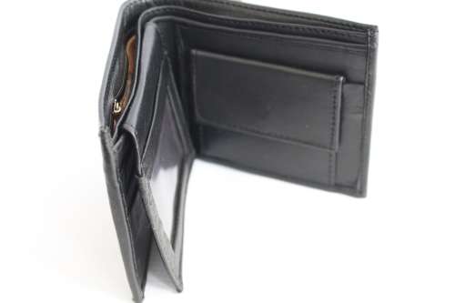Stunning  MENS Genuine LEATHER WALLET in Black with brown trim-Excellent Quality!