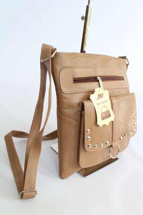 Real Leather shoulder bag with trendy Stud detail- Enough room for all essentials!