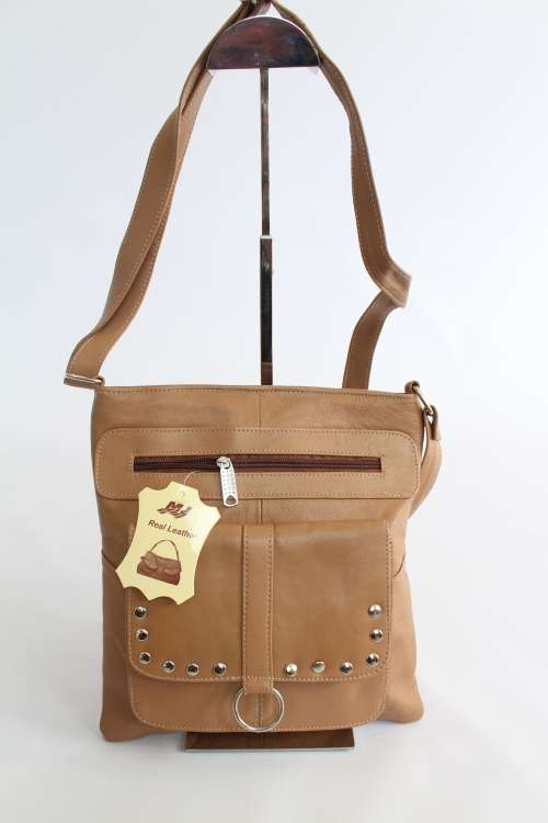 Real Leather shoulder bag with trendy Stud detail- Enough room for all essentials!