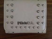 Gorgeous Ladies Leather PRADA Wallet in a soft ivory with stud detail-Boxed