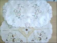 Lovely ,2 x Sequined tray cloths, Gold and Silver