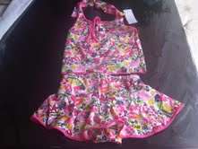 Beautiful stretch lycra printed girls 2 piece swim suit with glitter- size 9-13 years