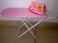Ironing Board with wooden top and steel legs(JUST LIKE THE REAL THING) with Iron