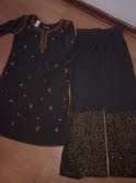 Beautiful ladies embroidered Top with matching Pants- in charcoal size 38( but SA 34)
