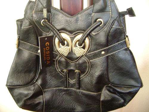 Ladies Black Hand bag with gold detail. Great accessory
