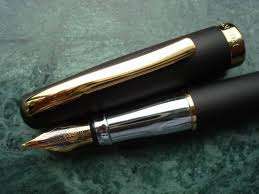 **DUKE frosted black & golden MED Nib Fountain Pen 22KGP- with 2 ink cartridges