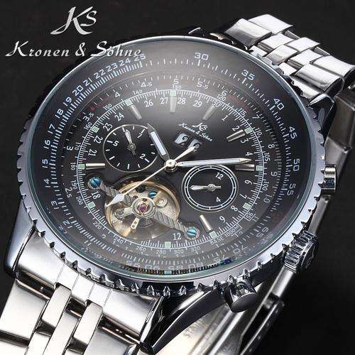 1st bidder wins***KRONEN & SOHNE Tourbillon Automatic Mechanical Watch w/ box, papers, warranty