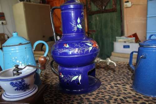 Old coffee pots and pepper grinder