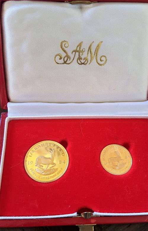 1984 Kruger Rand Twin Gold Set 1/4 and 1/10th Ounce