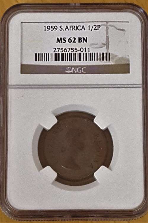 1959 1/2 Penny NGC Graded MS62BN