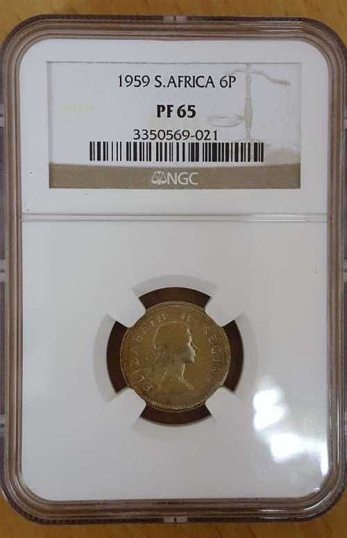 1959 6 Penny NGC Graded PF65